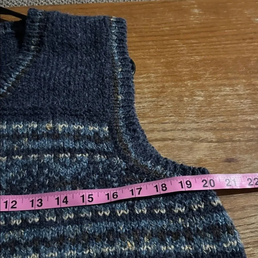 Vintage St Johns Bay Wool Sweater Vest Fair Isle Womens Large Y2k Nordic Blue
